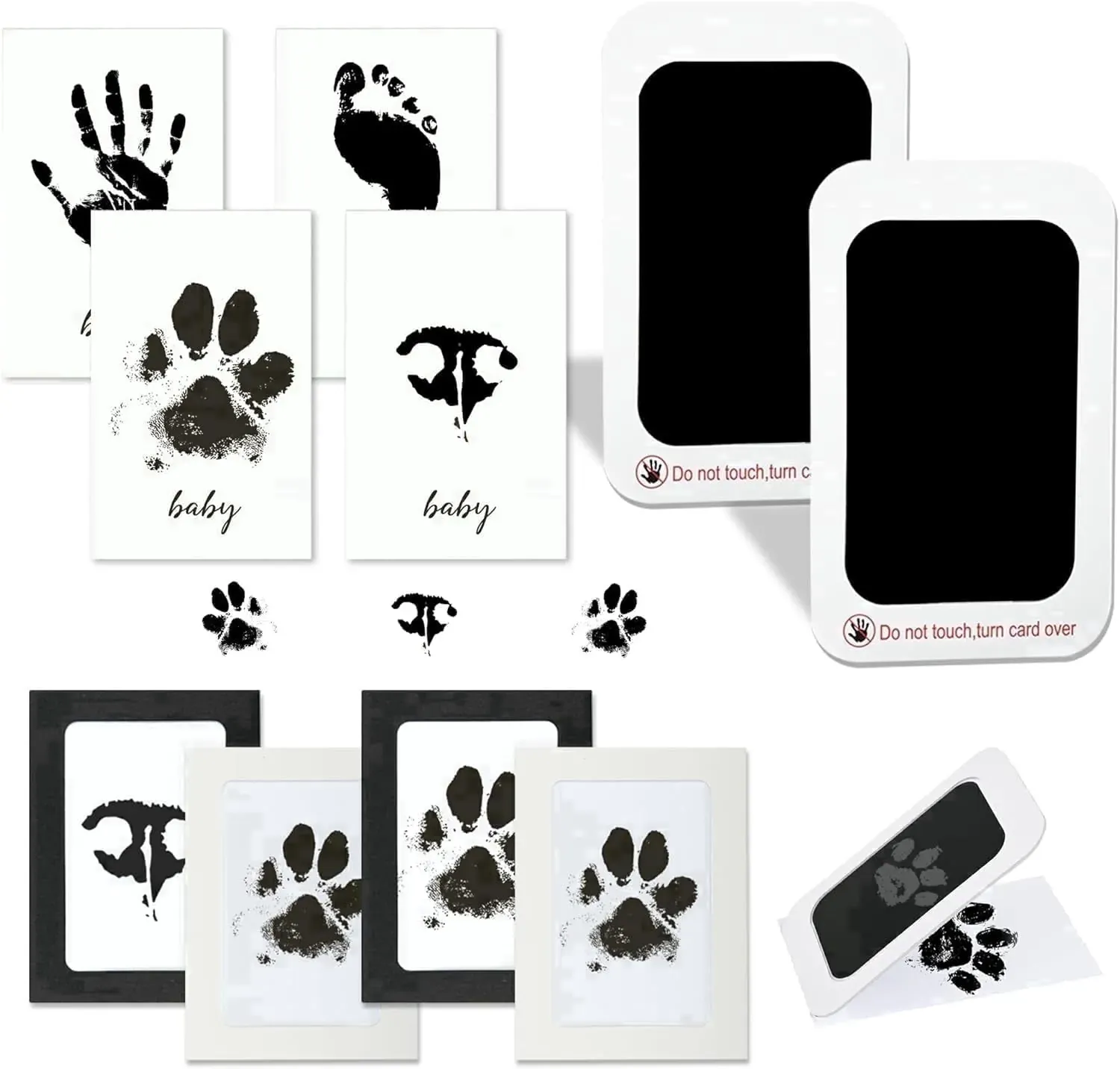 Pet Paw Print Ink Pad Kit with Photo Paper and Frames (3-Pack)