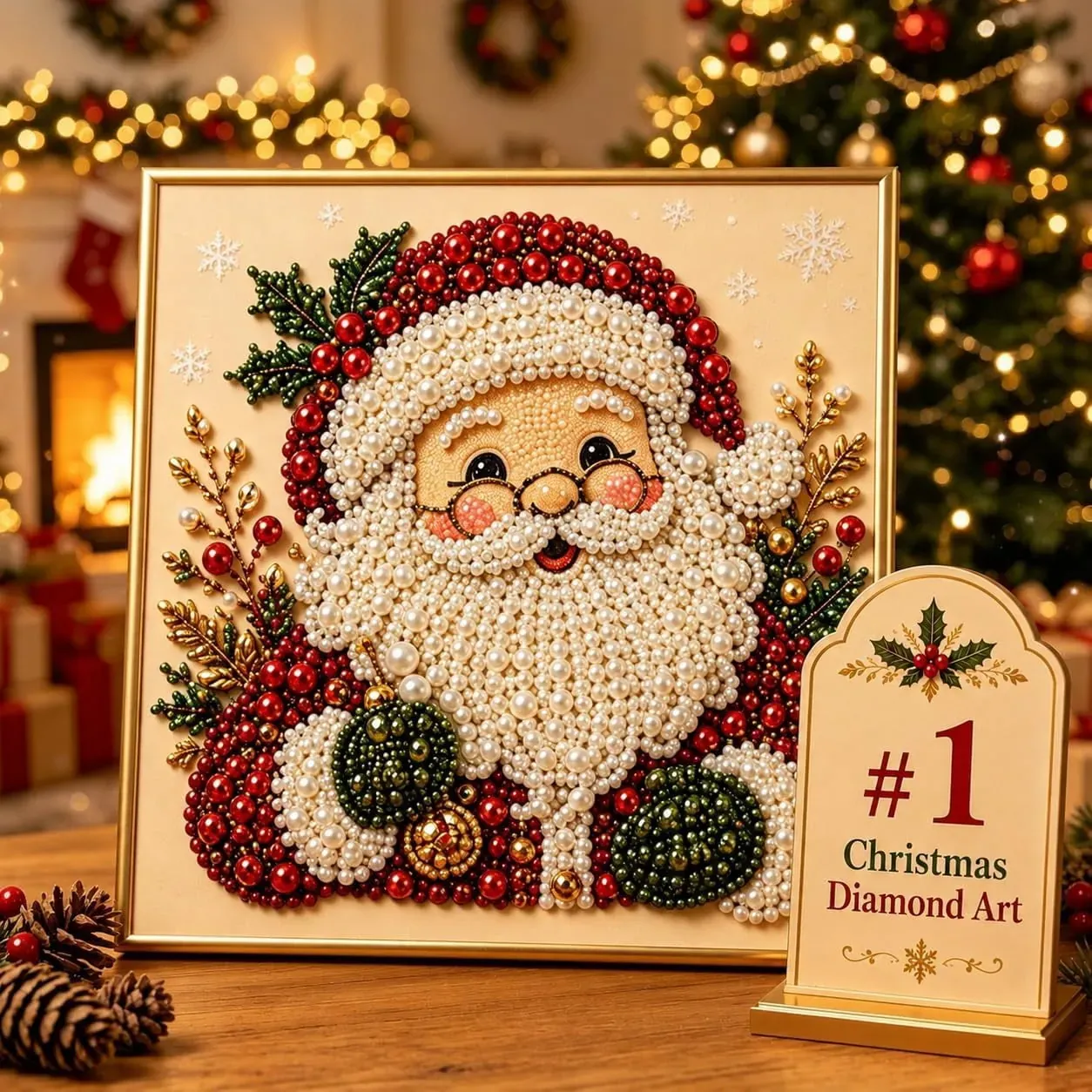 DIY Christmas Pearl Diamond Painting Kit with Frame, Style A (6-Pack)